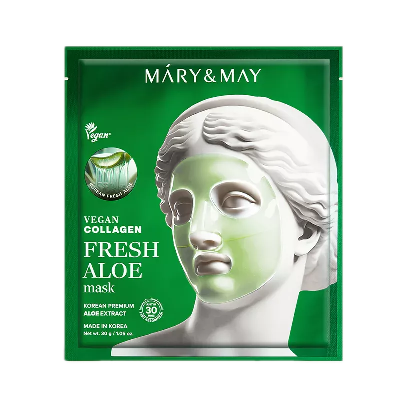 Mary&May Vegan Collagen Fresh Aloe Mask (30g x 4 Sheets)